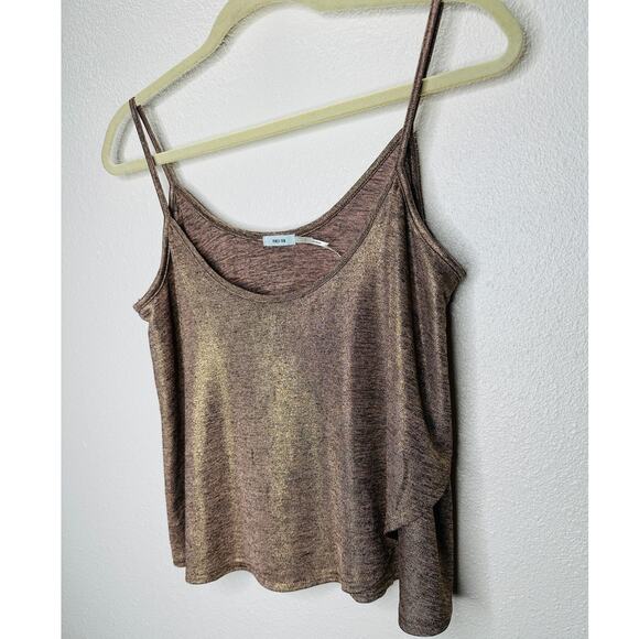 Kimchi Blue Gold Bronze Metallic Round Neck Flowy Tank Top S - Picture 5 of 15